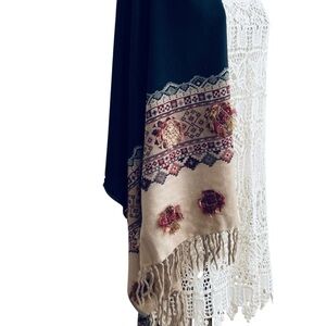 Chico's Wool Western Aztec Earthy Scarf Wrap Shawl  28 x 78